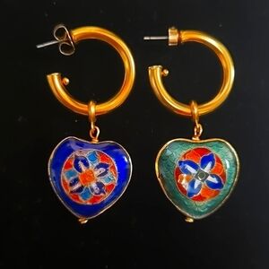 B and E Jewelers Brass Mosaic Heart Earrings